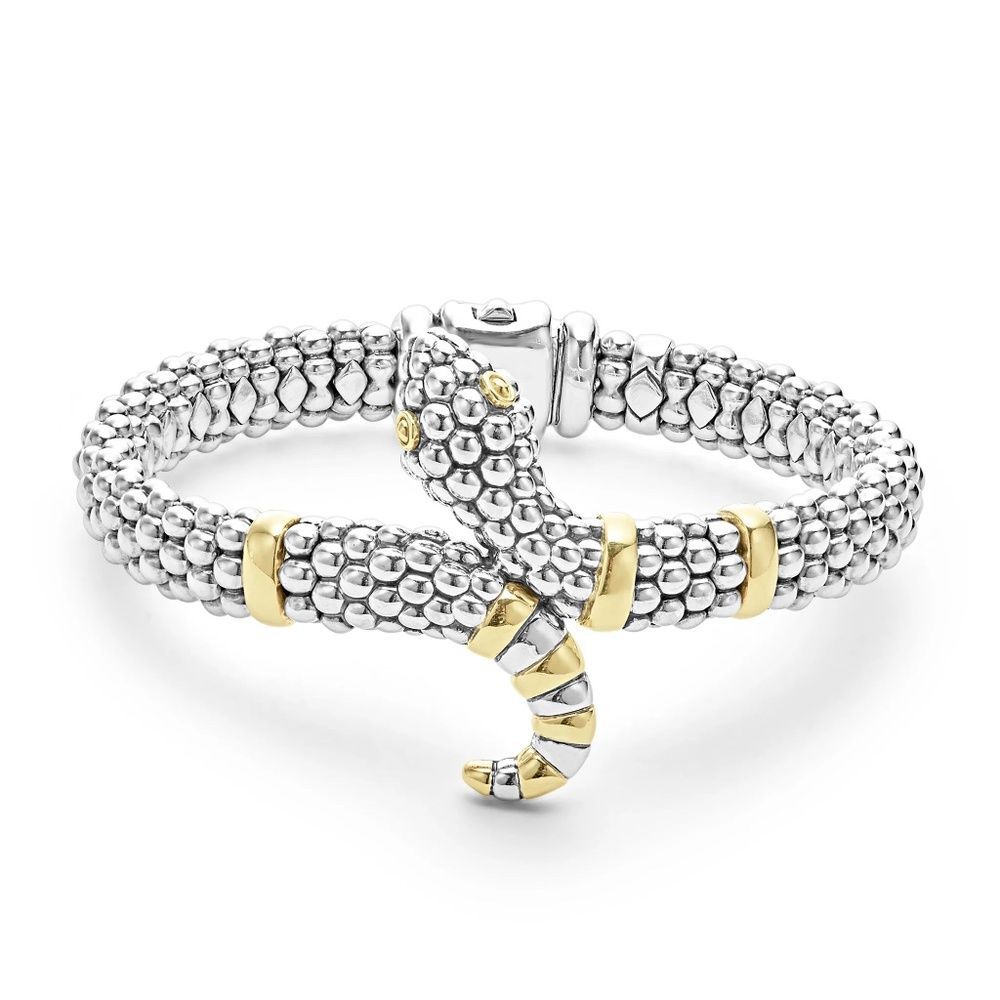 LAGOS Sterling Silver 18K Gold Rare Wonders 9MM Two Tone Snake Rope Bracelet 7.5 - Picture 8 of 12